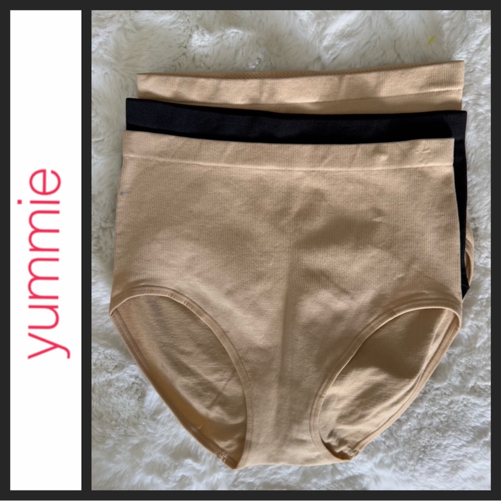 NWOT Yummie by Heather Thomson Black and Tan 3-Pk Shapewear Panties